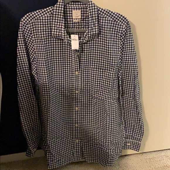 GAP Tops - Gap navy/white check oxford shirt